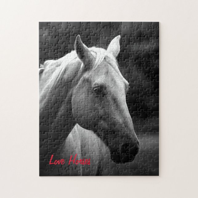 Black White Horse Foto - Animals Art Love Horses Puzzle (Vertikal)