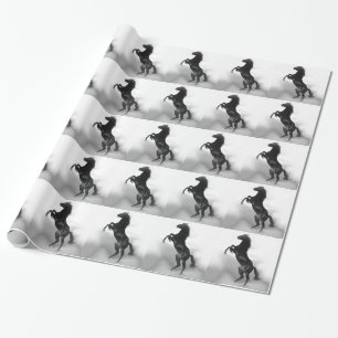 Black White Horse Geschenkpapier