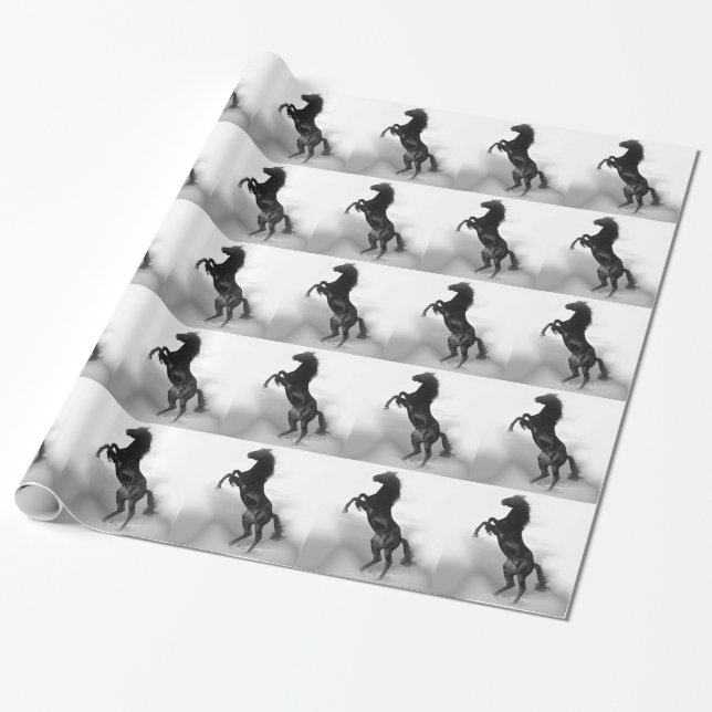Black White Horse Geschenkpapier (Ungerollt)