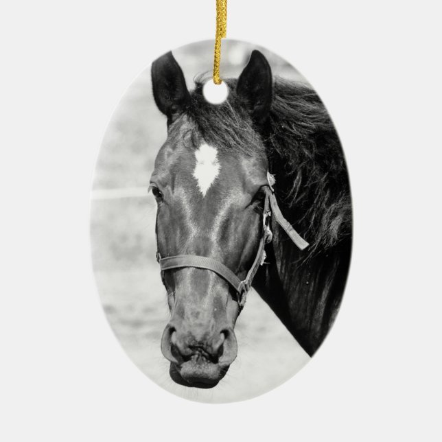 Black White Horse Keramik Ornament (Vorne)