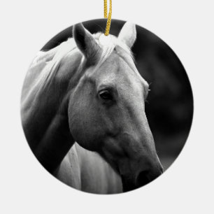 Black White Horse Keramikornament
