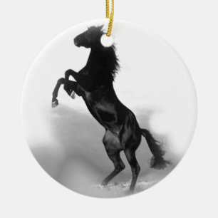 Black White Horse Keramikornament