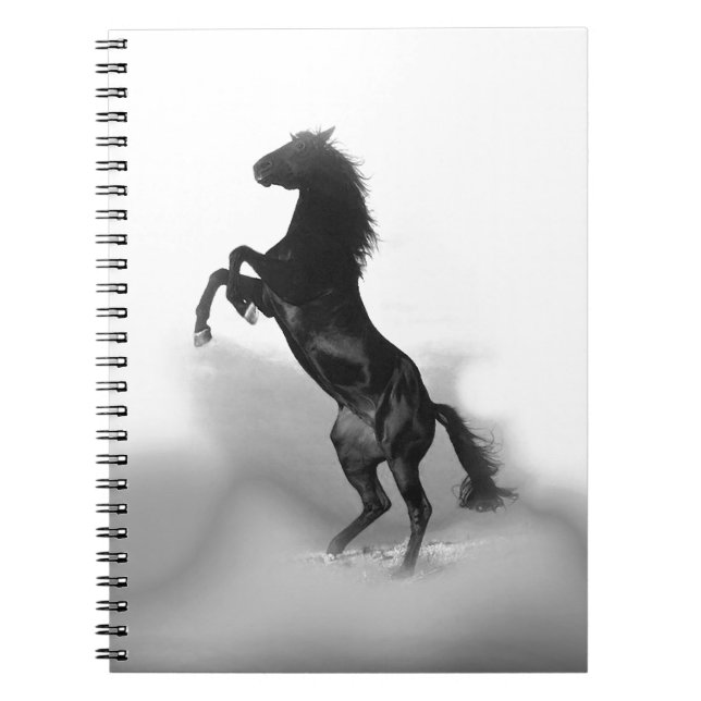 Black White Horse Notizblock (Vorderseite)