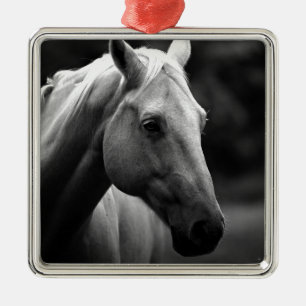 Black White Horse Ornament Aus Metall