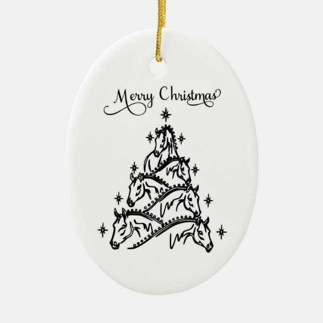 Black & White Horse Tree Ornament  (Vorne)