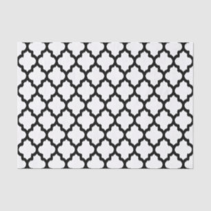 Black & White Ikat Quatrefoil Geometric Pattern Seidenpapier