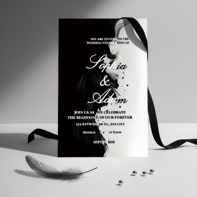 Black & White Ink Art Wedding Invitation Folieneinladung (Von Creator hochgeladen)