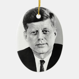 Black & White Jack JFK John F. Kennedy Keramik Ornament