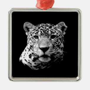 Black & White Jaguar Ornament Aus Metall