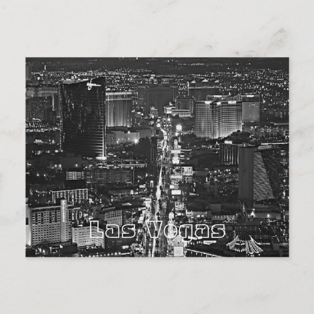 Black & White Las Vegas Strip Postcard Postkarte (Vorderseite)