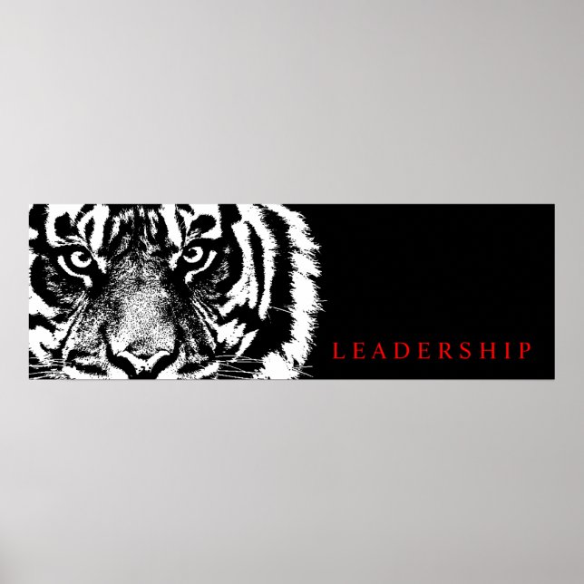 Black & White Leadership Sumatran Borneo Tiger Poster (Vorne)