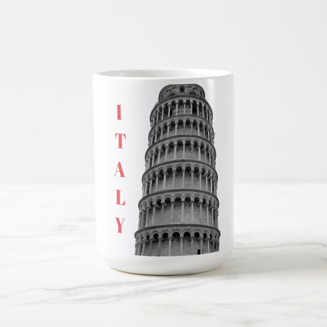 Black White Leaning Tower of Pisa Italy Kaffeetasse (Mittel)