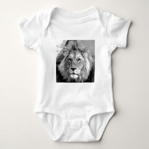 Black White Lion Baby Strampler