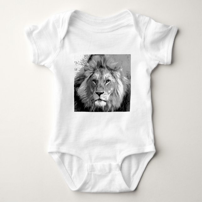 Black White Lion Baby Strampler (Vorderseite)