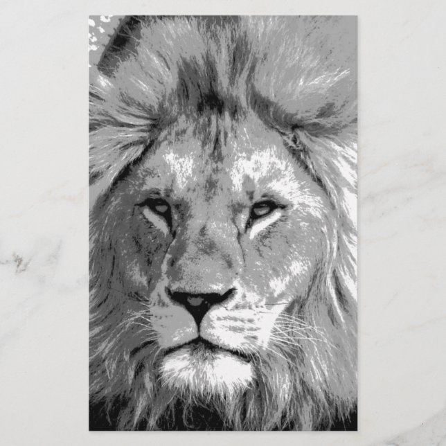 Black White Lion Briefpapier (Vorderseite)