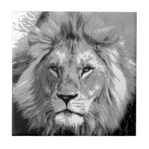Black White Lion Fliese