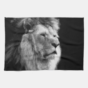 Black White Lion Geschirrtuch