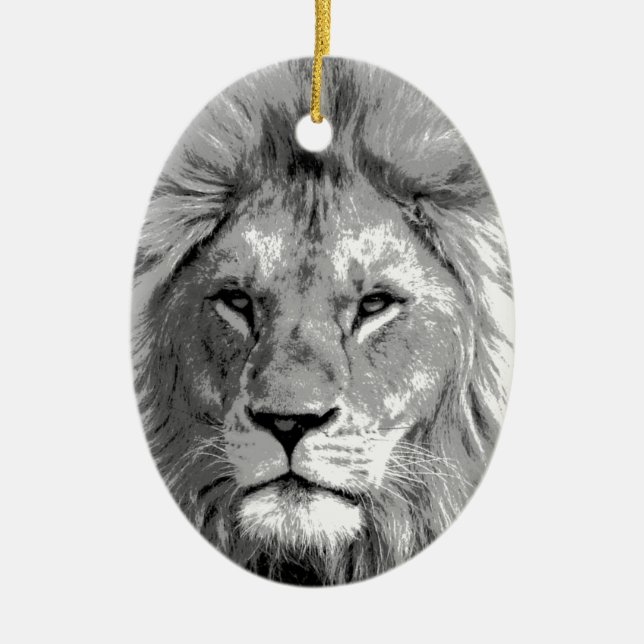 Black White Lion Keramik Ornament (Vorne)
