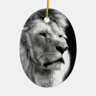 Black White Lion Keramikornament