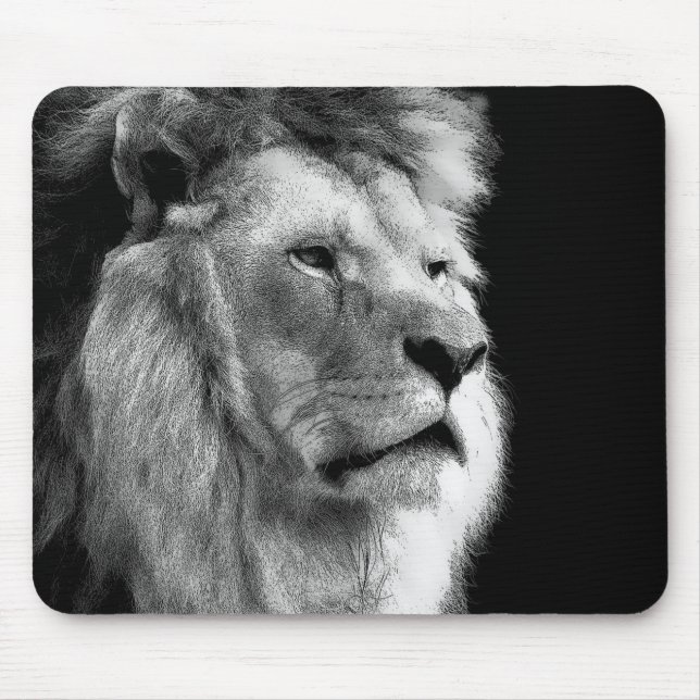 Black White Lion Mousepad (Vorne)