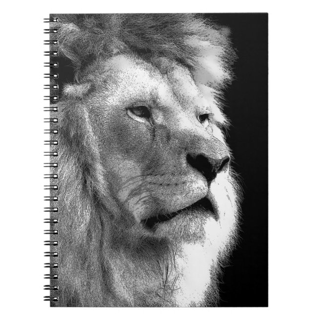 Black White Lion Notizblock (Vorderseite)