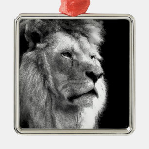 Black White Lion Ornament Aus Metall