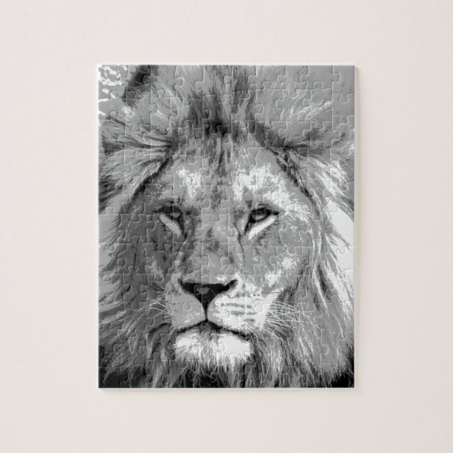 Black White Lion Puzzle (Vertikal)