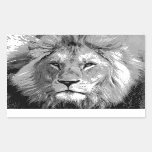 Black White Lion Rechteckiger Aufkleber
