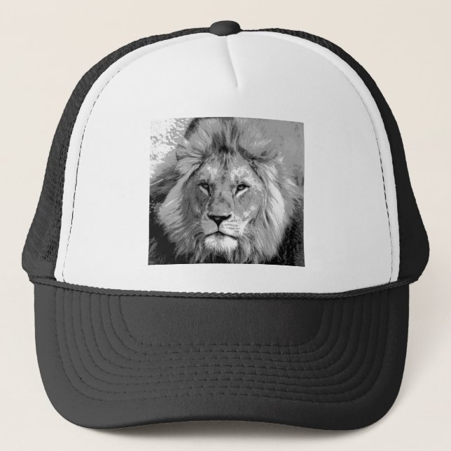 Black White Lion Truckerkappe (Vorderseite)