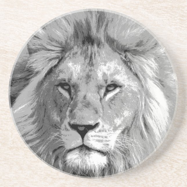 Black White Lion Untersetzer (Vorne)