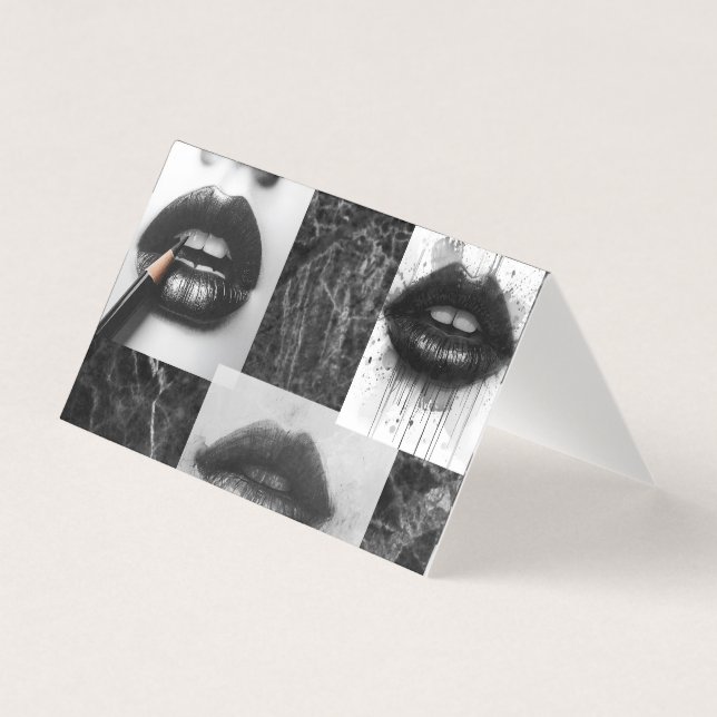 Black & White Lips Collage Folded Card (Vorderseite)