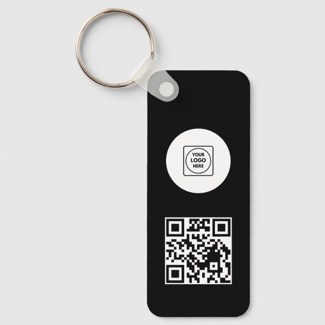 Black White Logo QR Code Promo Keychains Schlüsselanhänger (Vorderseite)
