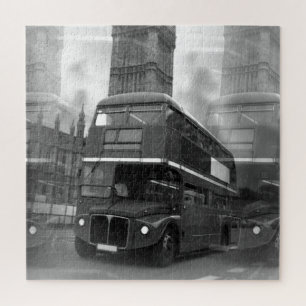 Black & White London Bus & Big Ben Puzzle