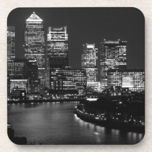 Black White London City Night UK Travel Getränkeuntersetzer