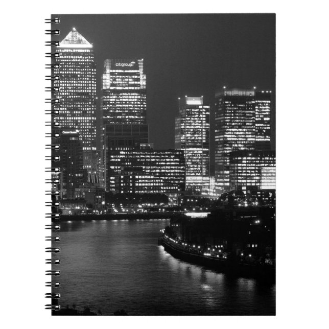 Black White London City Night UK Travel Notizblock (Vorderseite)