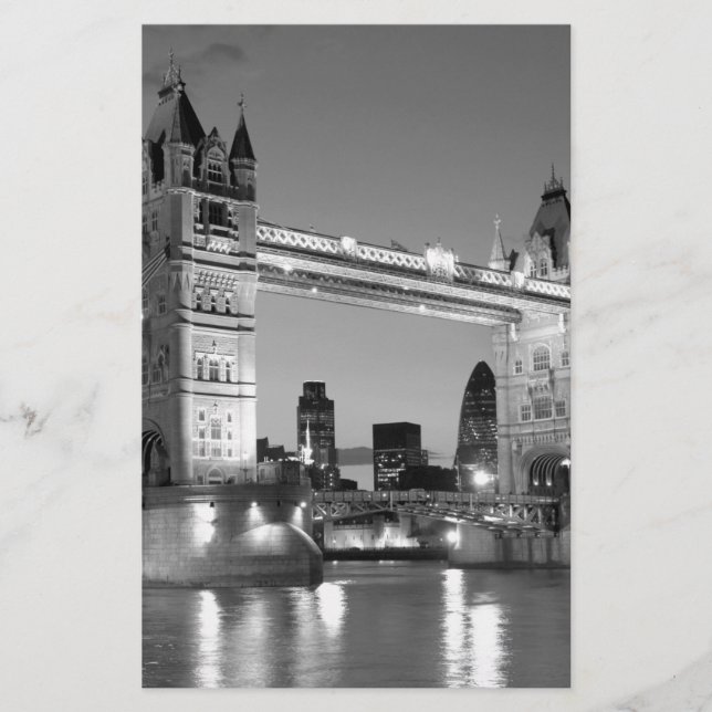 Black White London Tower Bridge Briefpapier (Vorderseite)