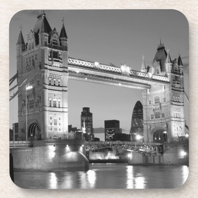 Black White London Tower Bridge Getränkeuntersetzer (Vorderseite)