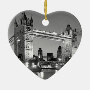 Black White London Tower Bridge Keramikornament