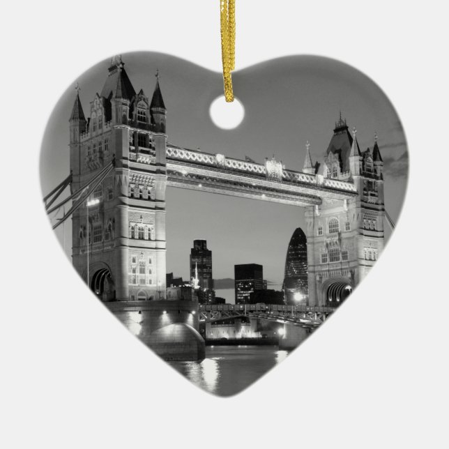 Black White London Tower Bridge Keramikornament (Vorne)