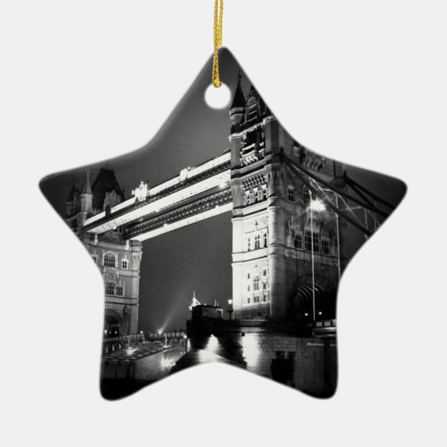 Black & White London Tower Bridge Keramikornament (Vorne)