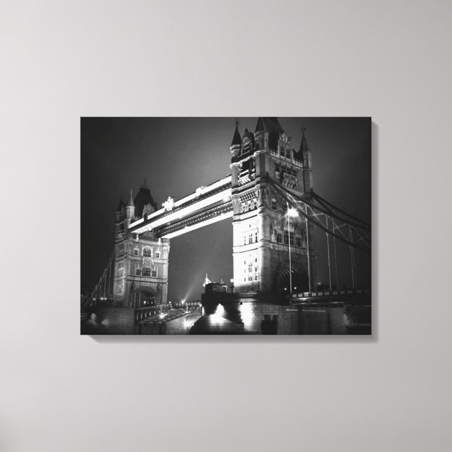 Black White London Tower Bridge Leinwanddruck (Vorderseite)