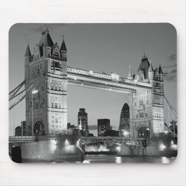 Black White London Tower Bridge Mousepad (Vorne)