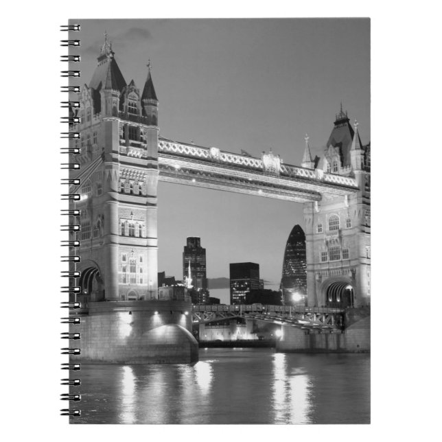 Black White London Tower Bridge Notizblock (Vorderseite)