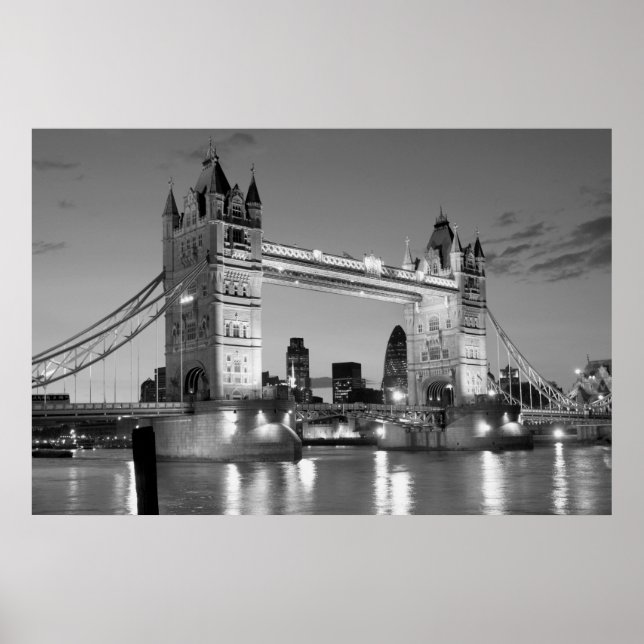 Black White London Tower Bridge Poster (Vorne)