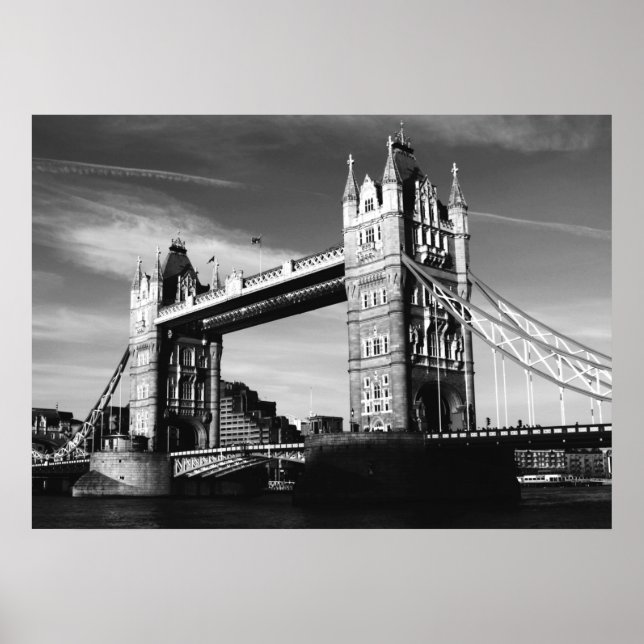 Black & White London Tower Bridge Poster (Vorne)