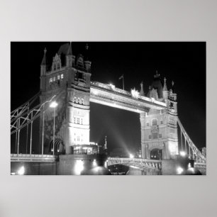 Black White London Tower Bridge Poster