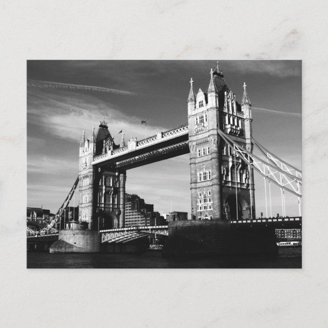 Black & White London Tower Bridge Postkarte (Vorderseite)