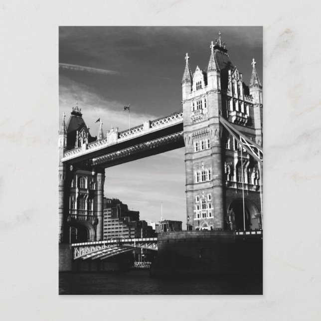 Black & White London Tower Bridge Postkarte (Vorderseite)