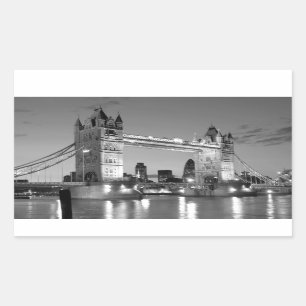 Black White London Tower Bridge Rechteckiger Aufkleber