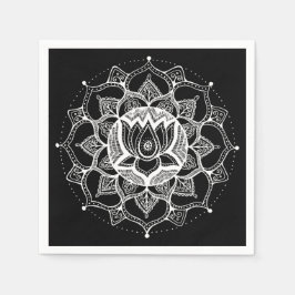 Black & White Lotus Mandala Serviette